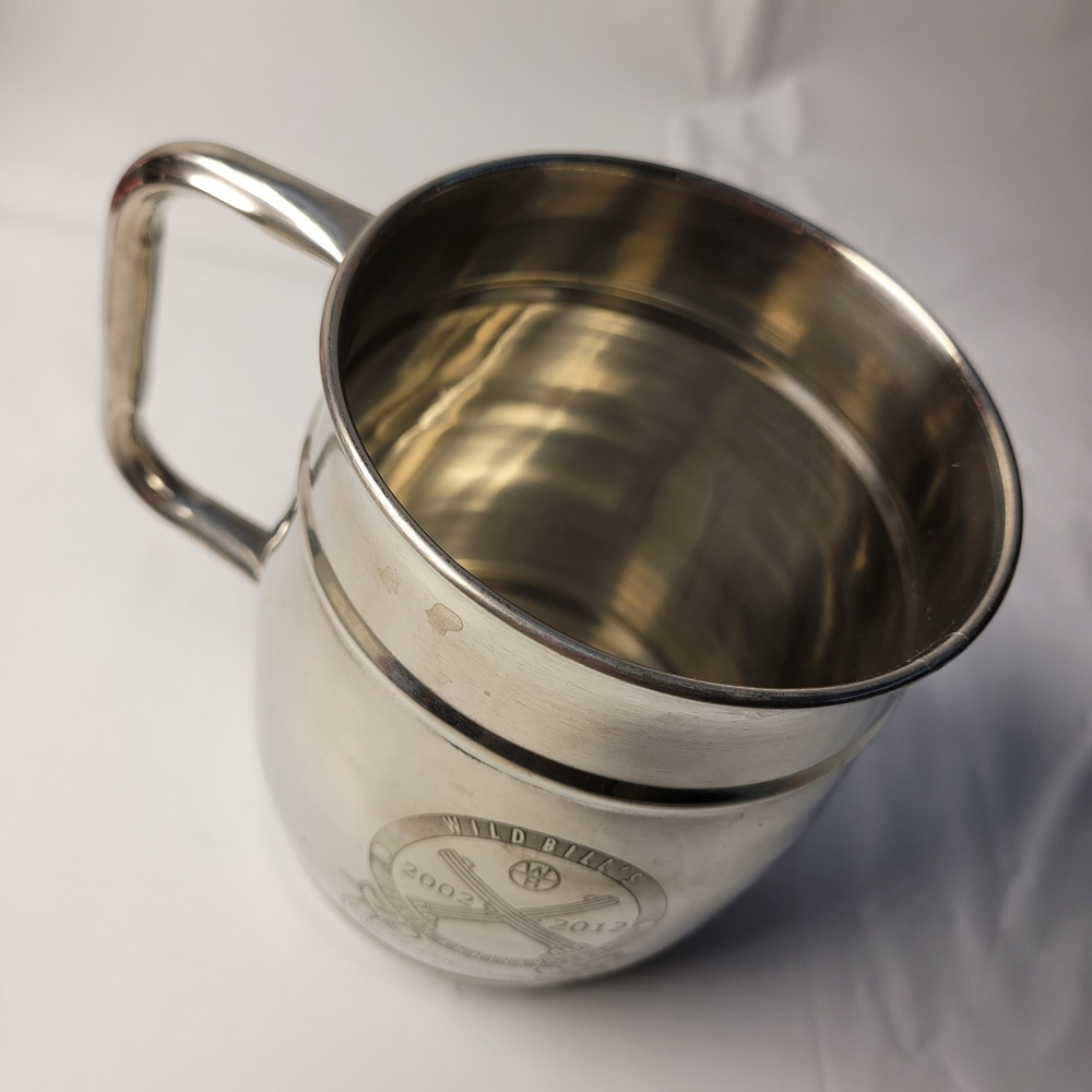 Wild Bill's Soda Mug Silver 10th Anniversary Stainless Steel Barrel 2012